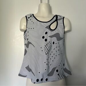 Y2K style Black & White Textured Tank Top with cut out Detail